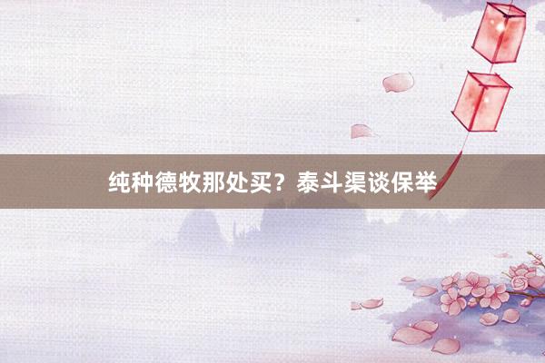 纯种德牧那处买？泰斗渠谈保举